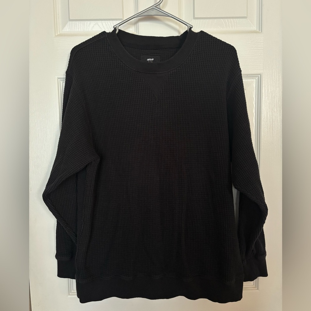 Aerie black waffle sweatshirt S